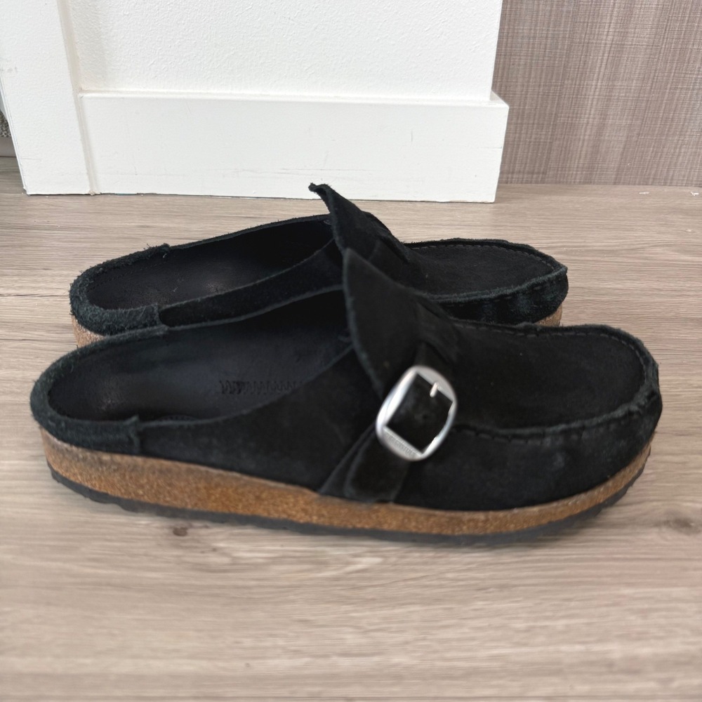 Birkenstock Black Buckley Suede Leather Clog Slip On Size EU40 US9 - Picture 7 of 11